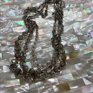 WHITE HOUSE/BLACK MARKET THREE STRAND CRYSTAL AND SILVER TONE NECKLACE